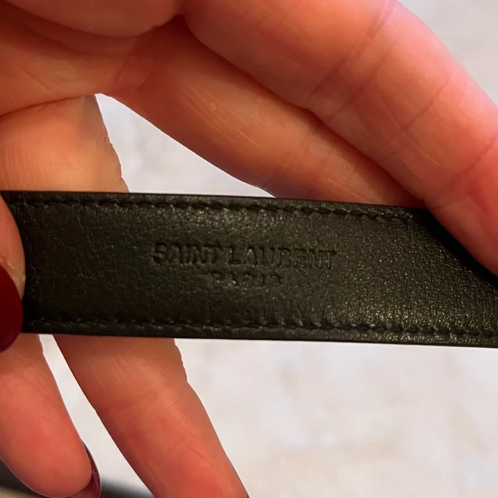 Saint Laurent CASSANDRE THIN BELT IN SMOOTH LEATHER Red Tan Size 75 - Picture 5 of 7